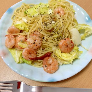 春キャベツでパパッと作る海老キャベツスパゲッティ